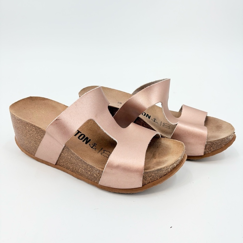 Bayton Bronze‎ Wedge Slip On Cork Sandals Size 39